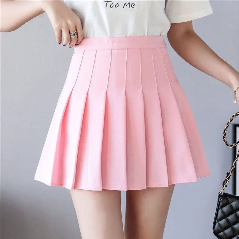 White Women Pleated Skirts Summer High Waist Zipper Girls Dancing JK Mini Skirts Black Fashion Student A Line Faldas