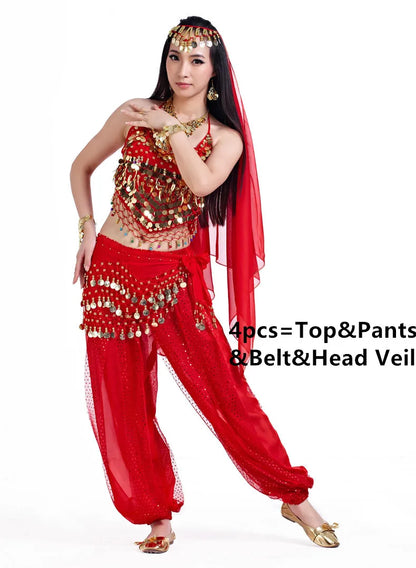 Belly Dance Costumes For Sale Pants Women Bollywood Indian Egyptian Belly Dance Dance Plus Size For Adult For Women 4pcs Costume