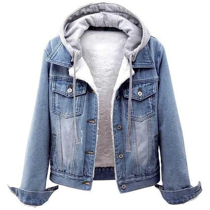 5xl Women Denim Chic Jacket Female Oversize Outerwear Loose Short Bf Hooded Jeans Coat Big Pocket Tops Spring Autumn