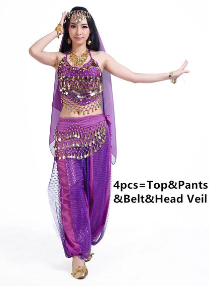 Belly Dance Costumes For Sale Pants Women Bollywood Indian Egyptian Belly Dance Dance Plus Size For Adult For Women 4pcs Costume