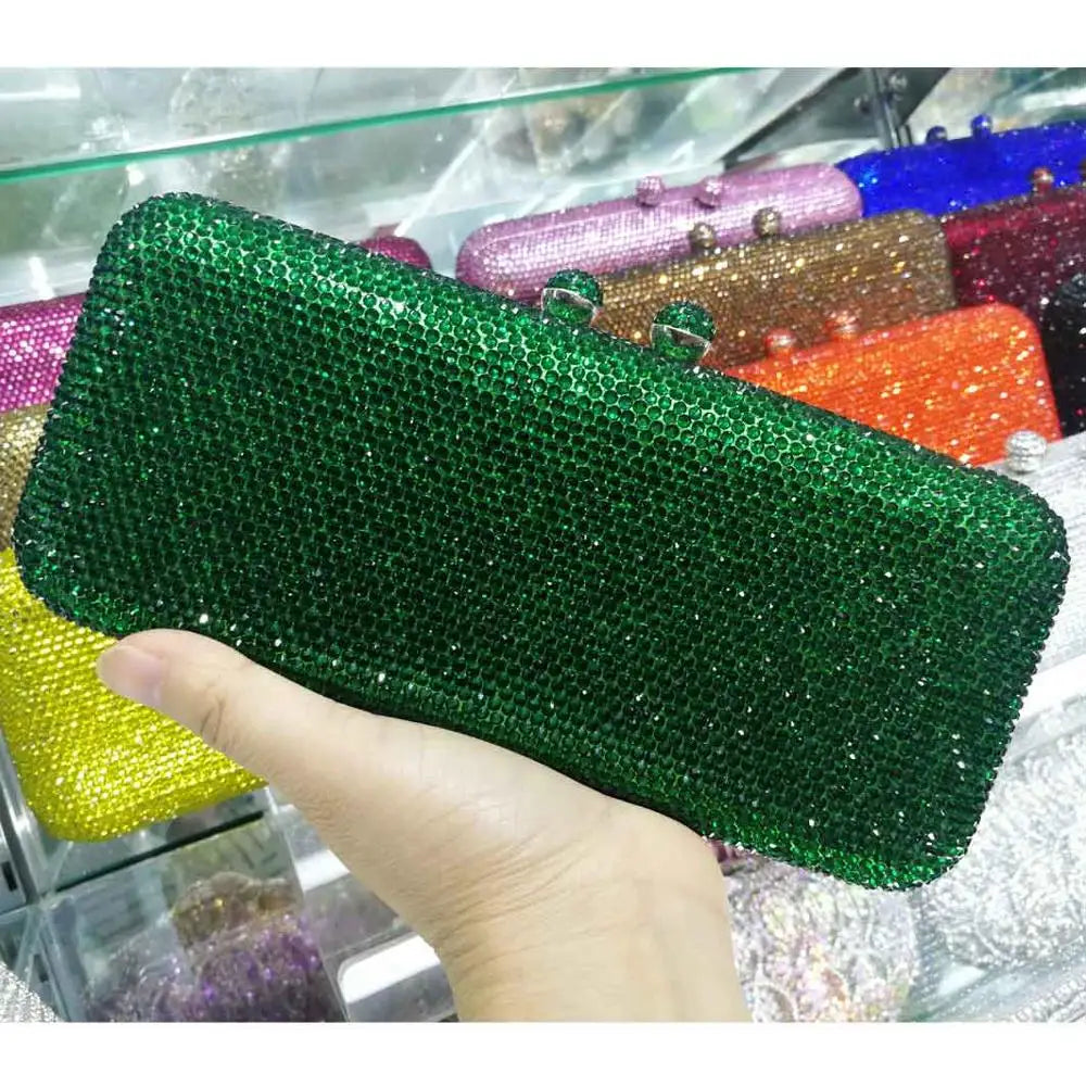 Wine Cheaper Crystal Rhinestones Women Evening Clutch Bag Bridal Wedding Clutches Party Dinner Prom Chain Shoulder Handbag Purse