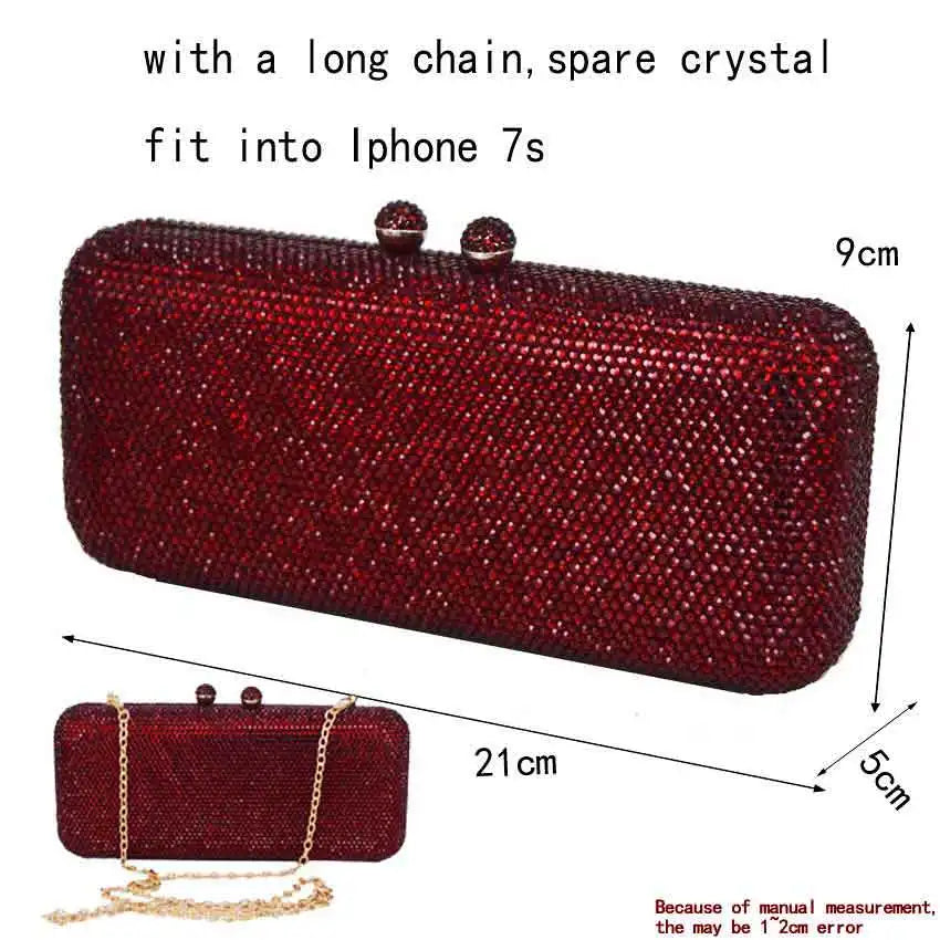 Wine Cheaper Crystal Rhinestones Women Evening Clutch Bag Bridal Wedding Clutches Party Dinner Prom Chain Shoulder Handbag Purse