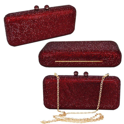 Wine Cheaper Crystal Rhinestones Women Evening Clutch Bag Bridal Wedding Clutches Party Dinner Prom Chain Shoulder Handbag Purse