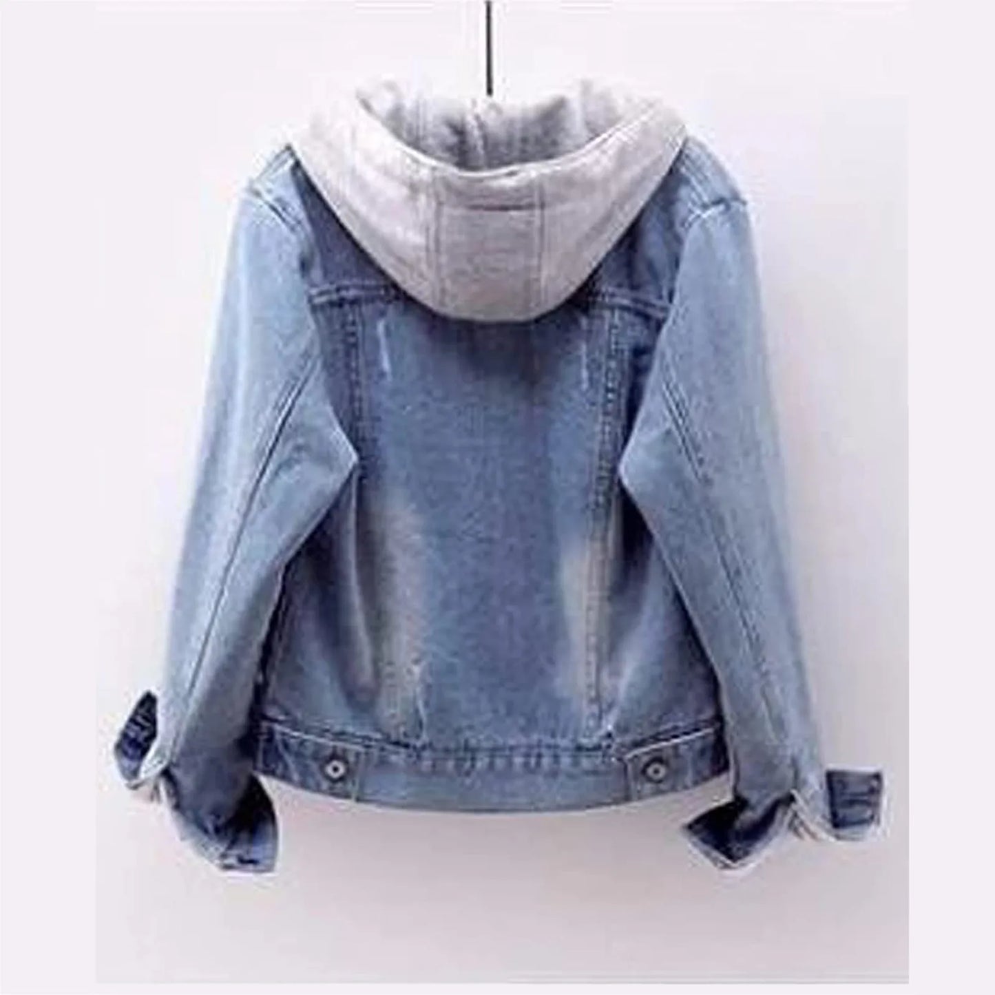 5xl Women Denim Chic Jacket Female Oversize Outerwear Loose Short Bf Hooded Jeans Coat Big Pocket Tops Spring Autumn