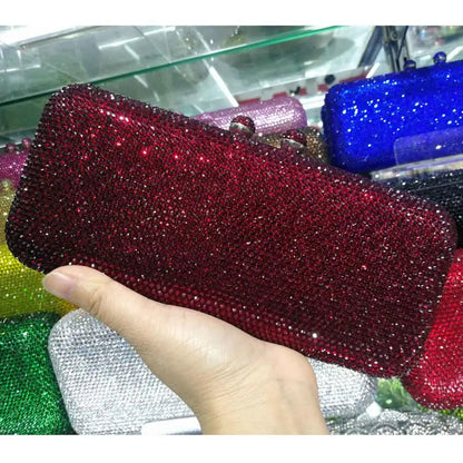 Wine Cheaper Crystal Rhinestones Women Evening Clutch Bag Bridal Wedding Clutches Party Dinner Prom Chain Shoulder Handbag Purse