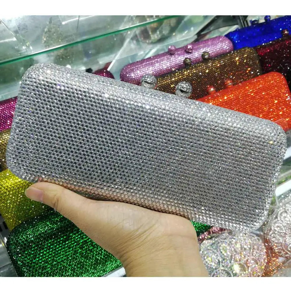 Wine Cheaper Crystal Rhinestones Women Evening Clutch Bag Bridal Wedding Clutches Party Dinner Prom Chain Shoulder Handbag Purse