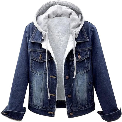 5xl Women Denim Chic Jacket Female Oversize Outerwear Loose Short Bf Hooded Jeans Coat Big Pocket Tops Spring Autumn