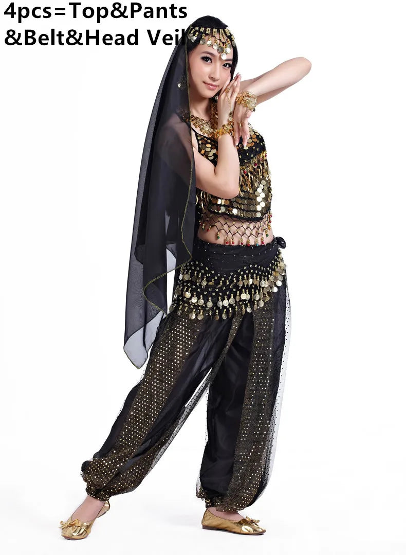 Belly Dance Costumes For Sale Pants Women Bollywood Indian Egyptian Belly Dance Dance Plus Size For Adult For Women 4pcs Costume