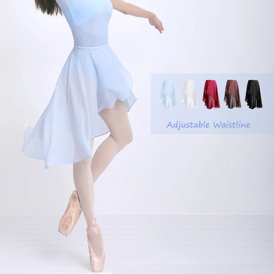 Women Ballet Skirts Chiffon Ballet Dress Tulle Skirt Black Polyester Dance Costumes Girls Adult Training Dress