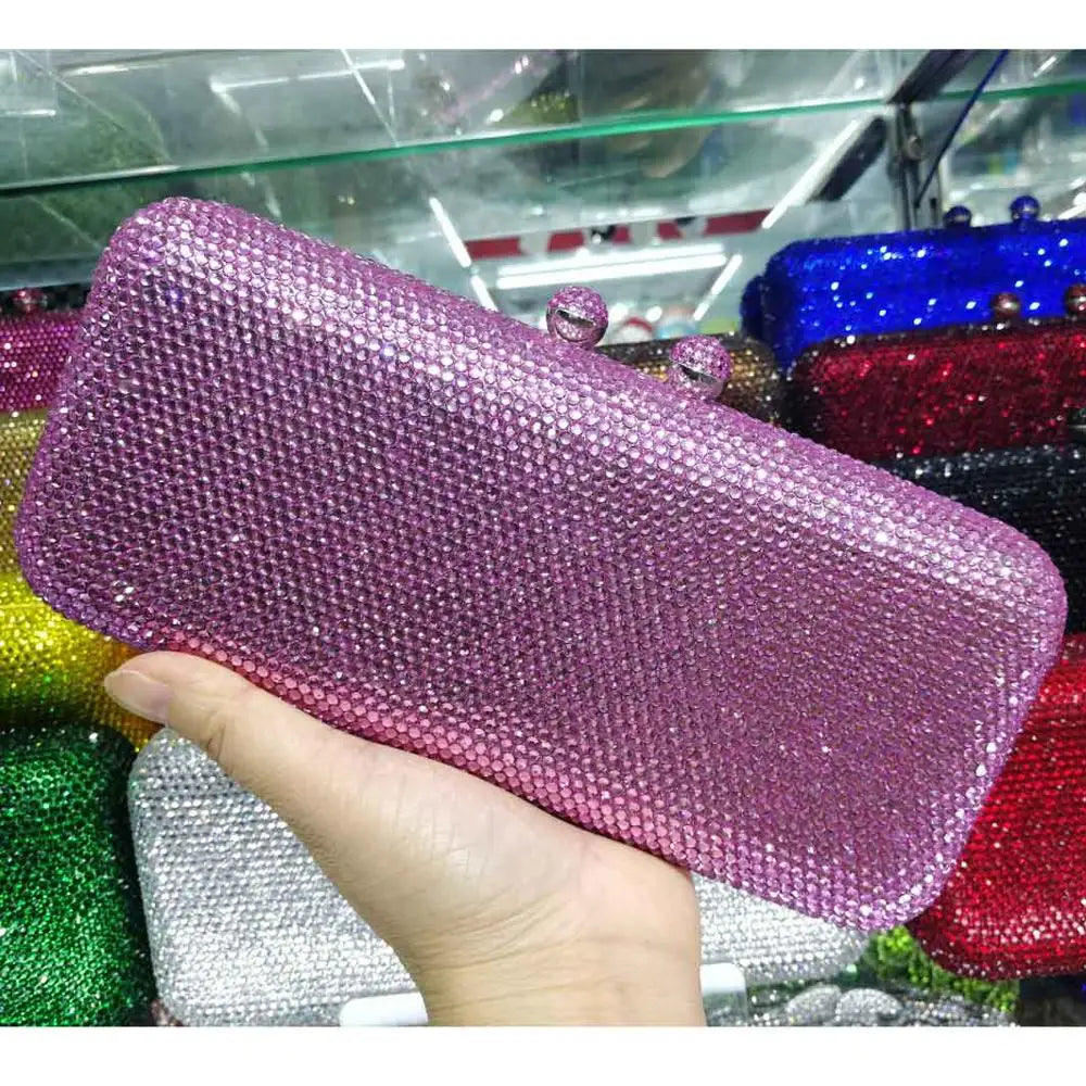 Wine Cheaper Crystal Rhinestones Women Evening Clutch Bag Bridal Wedding Clutches Party Dinner Prom Chain Shoulder Handbag Purse