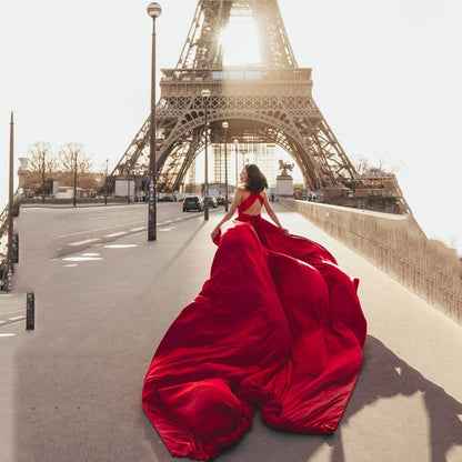 Amanda Sexy Halter Burgundy Evening Dress Long Train Prom Dress Customized Sexy Open Back Party Dress Silk فساتين مناسبة رسمية