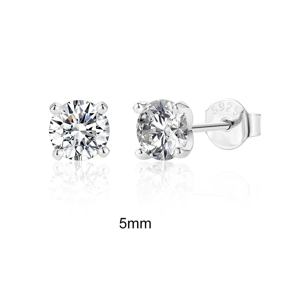 CANNER 0.5-1.2 Carat D Color Moissanite Ear Stud Earrings For Women 925 Sterling Silver Sparkling Piercing Earring Fine Jewelry