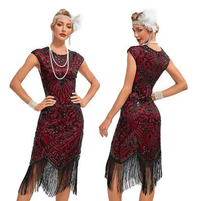 XXXL Women's 1920s Flapper Dress Big Round Neck Slip Dress Roaring 20s Great Gatsby Dress Vintage Annual Meeting Dress for Party