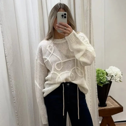 TARUXY Fashion Casual Pullovers For Women Solid Color Round Neck Long Sleeve Knitted Sweater Loose Female Autunn Winter New