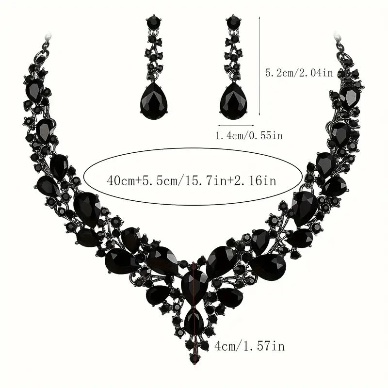 3pcs Women'S Fashionable Jewelry Set Luxurious Minimalist Rhinestone Crystal Ball Wedding Women'S Necklace Earring Accessory Set