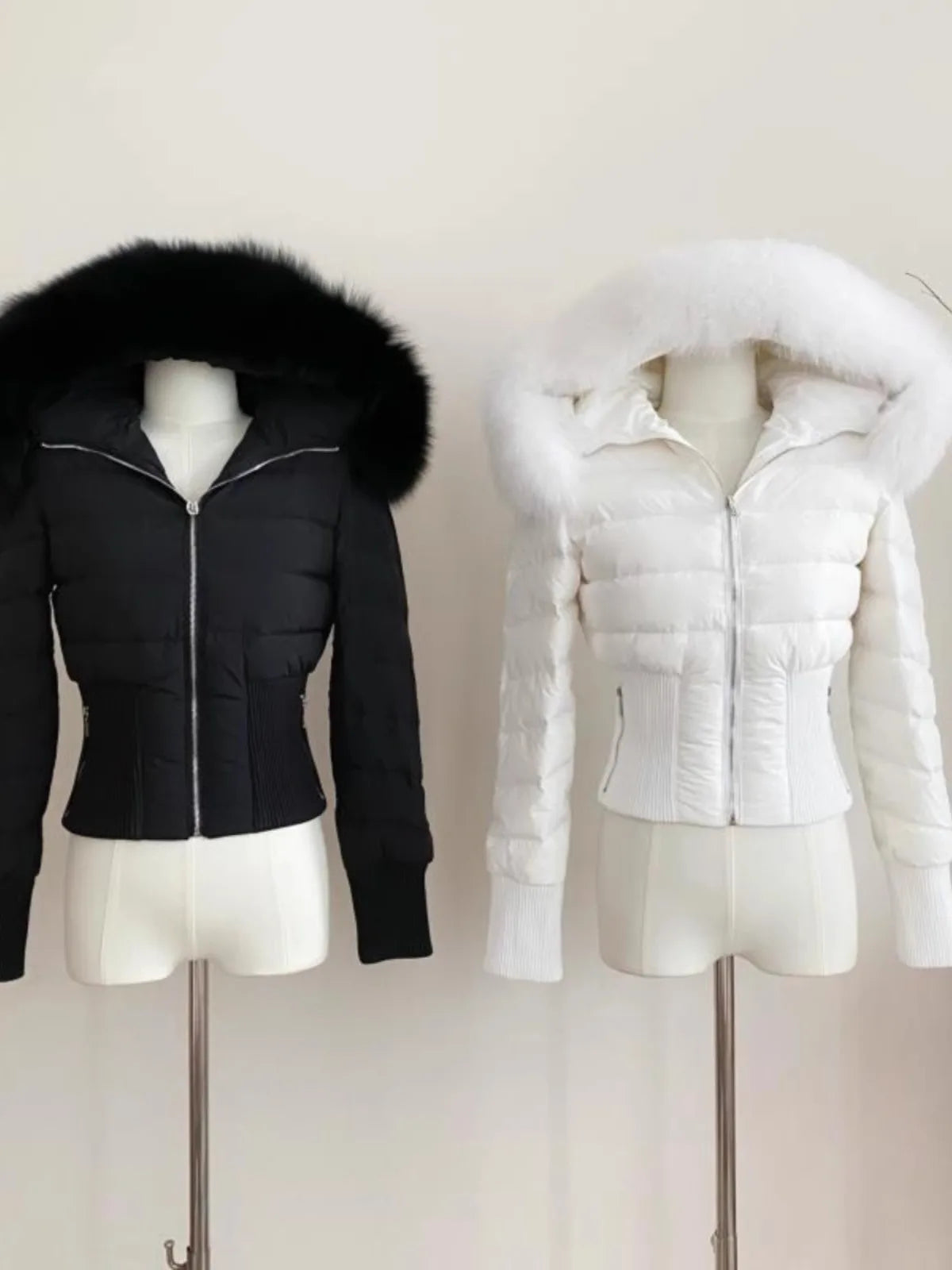 Winter Real Fox Fur Women White Goose Down 2000s Short Jacket Warm Puffer Female Outdoor Thick Cropped Y2k Fashion Parkas