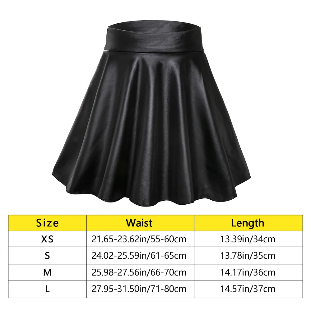 Women Faux Leather Skirts High Waist Elastic Mini High Waist Short Skirt Multipurpose For Skater Work Nightclub