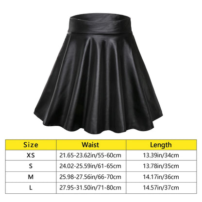 Women Faux Leather Skirts High Waist Elastic Mini High Waist Short Skirt Multipurpose For Skater Work Nightclub