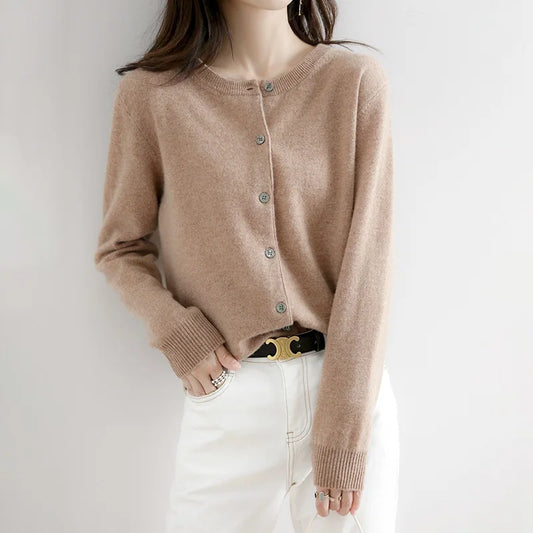 Women Cardigans Sweater  Casual Warm Autumn Winter O-neck Long Sleeve Single Breasted Slim Fashion Korean Knitwears Tops