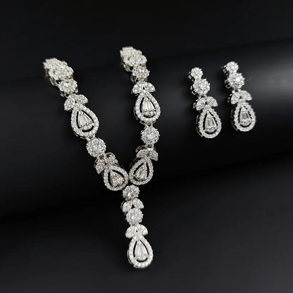 Moonso 2pcs Pack Fashion Pear Dubai Silver Color Bride Fashion for Women Lady Gift Jewelry  X7976-E7967