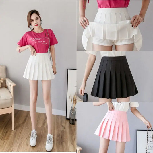 Mini Skirts Womens  Summer Japanese School Pleated Skirts High Waist Kawaii Cute Pink Plaid Skirt Uniform Harajuku Jupe