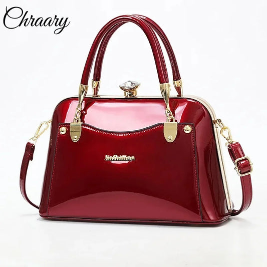 New Luxury Designer Shell Patent Leather Messenger Bags for Women Solid Color Fashion Shoulder Handbag Party Crossbody Tote