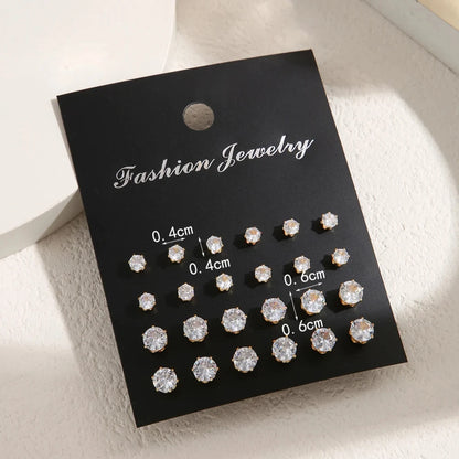 12 Pair/Lot White Shiny Wedding Stud Earrings Set For Women Men Crystal Jewelry Accessories Oorbellen Jewelry Earrings