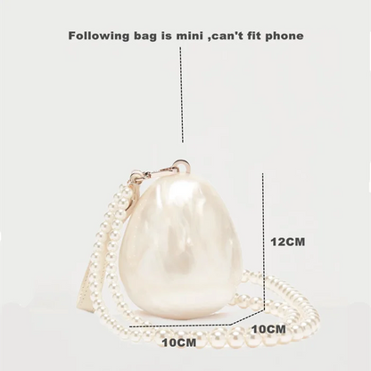 Women Acrylic egg bag cute pearl Evening Clutch Bag with beaded strap For Wedding Party Luxury purse And Handbag Designer