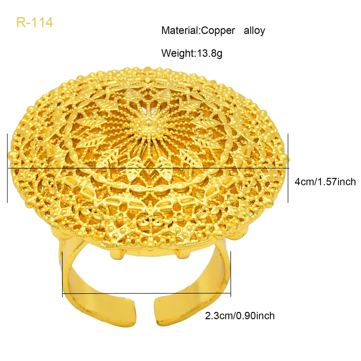 XUHUANG African Jewelry 24K Gold Color Large Women Rings Dubai Ethiopia Luxury Big Ring Suitable For Wedding And Party Gifts