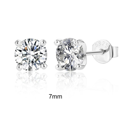 CANNER 0.5-1.2 Carat D Color Moissanite Ear Stud Earrings For Women 925 Sterling Silver Sparkling Piercing Earring Fine Jewelry