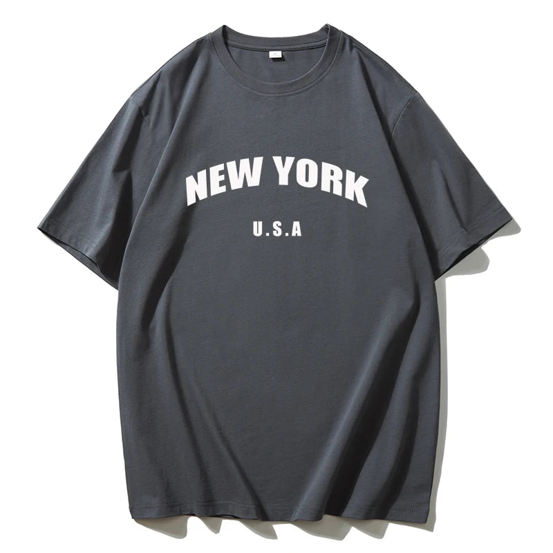 Blessyuki New York Letter Print T-shirts Female Summer Basic O-neck Tees Casual Retro Streetwear Ladies Harajuku Plus Size Tops