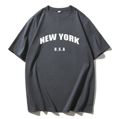 Blessyuki New York Letter Print T-shirts Female Summer Basic O-neck Tees Casual Retro Streetwear Ladies Harajuku Plus Size Tops