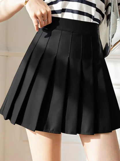 White Women Pleated Skirts Summer High Waist Zipper Girls Dancing JK Mini Skirts Black Fashion Student A Line Faldas