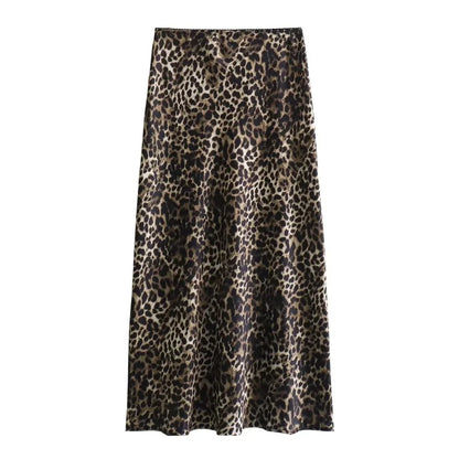 ASDS women's skirts leopard midi skirt woman vintage high waist skirts for women print summer long skirt stylish elegant skirts