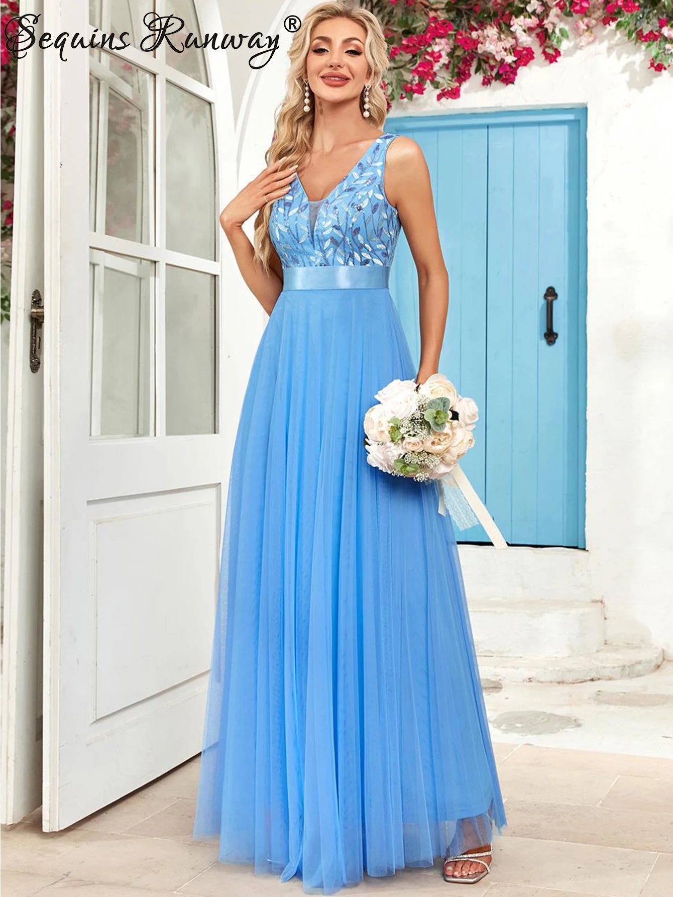 Sexy prom bridesmaid dresses for women elegant mesh birthday evening party dress woman backless maxi sequin summer dress vestido