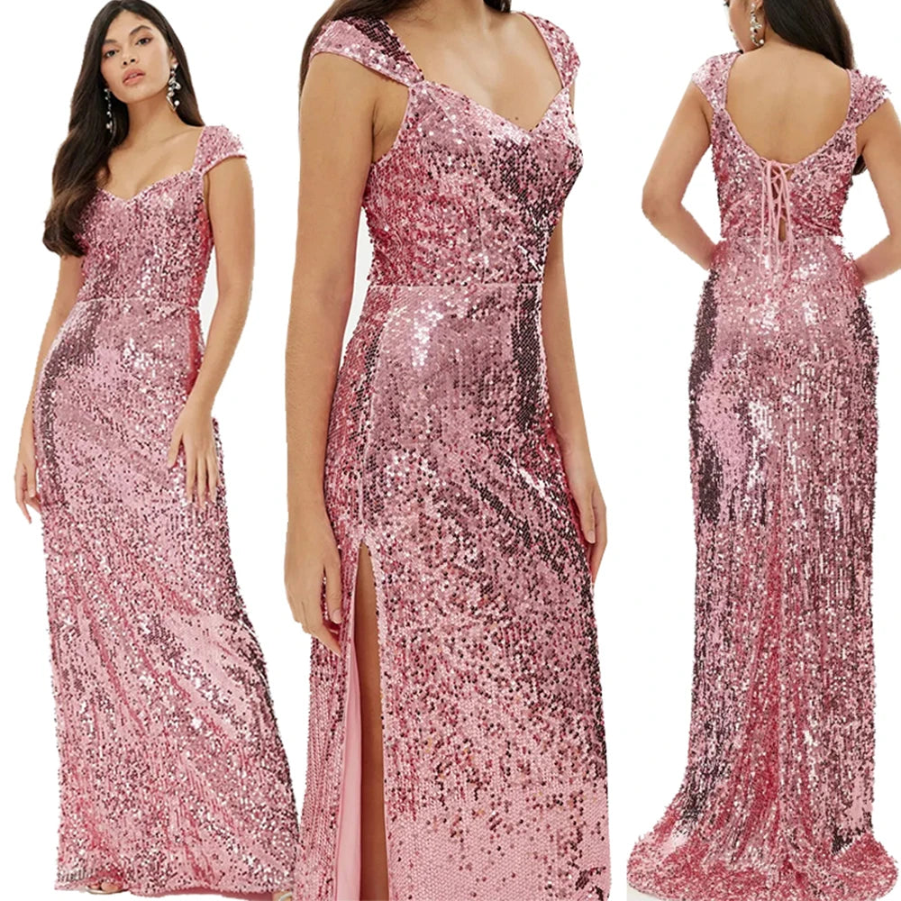 Sexy Elegant Prom Wedding Evening Dresses For Women  Luxury Birthday Party Dress Woman Maxi Sequin Summer Dress Vestidos