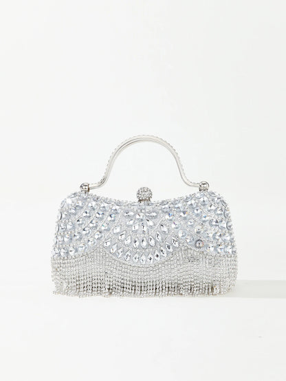 Gorgeous and shiny diamonds rhinestones tassels handle evening bags for party and wedding