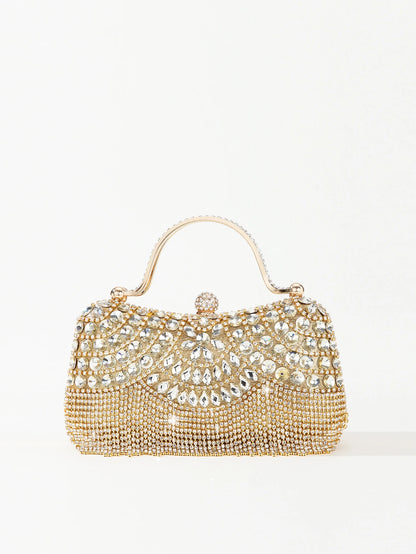 Gorgeous and shiny diamonds rhinestones tassels handle evening bags for party and wedding