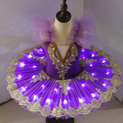 Tutu Ballet Led Light Swan Lake Ballerina Pancake Tutu Girl Women Adult Child Ballet Dress Kids Dance Costumes Tutu Led