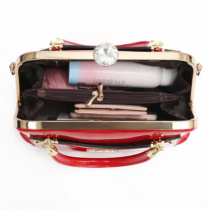 New Luxury Designer Shell Patent Leather Messenger Bags for Women Solid Color Fashion Shoulder Handbag Party Crossbody Tote